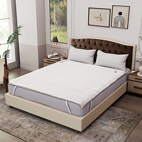 Bamboo Solid Mattress Pad (Size 200x5 cm) - White & White
