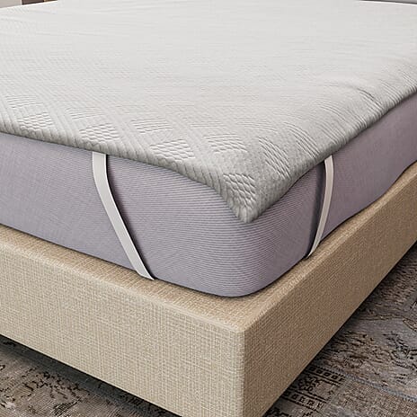Bamboo Solid Mattress Pad (Size 200x5 cm) - White & White