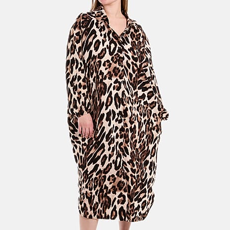 Wildflower - Leopard Print Longline Shirt Dress (One Size) - Leopard