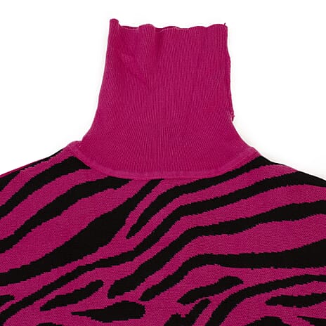 Wild Flower Viscose Zebra Jumper (Size 8 to 16) - Pink & Black