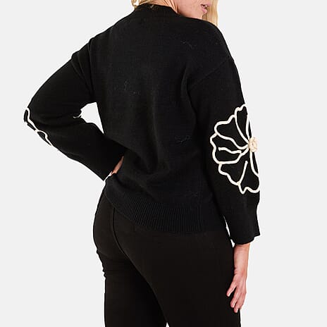 Wild Flower Embroidery Jumper (S-M) - Black