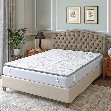 Bamboo Memory Foam Cooling Mattress Topper (Size Super King) - White