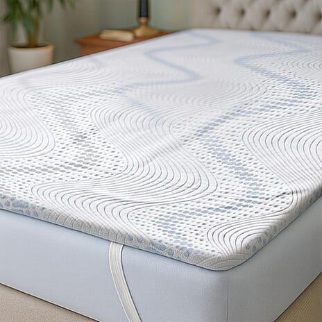 Bamboo Memory Foam Cooling Mattress Topper (Size Super King) - White