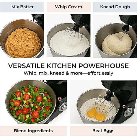 Multifunctional Electric Stand Mixer with 3 Attachments (Power 800W) - Black