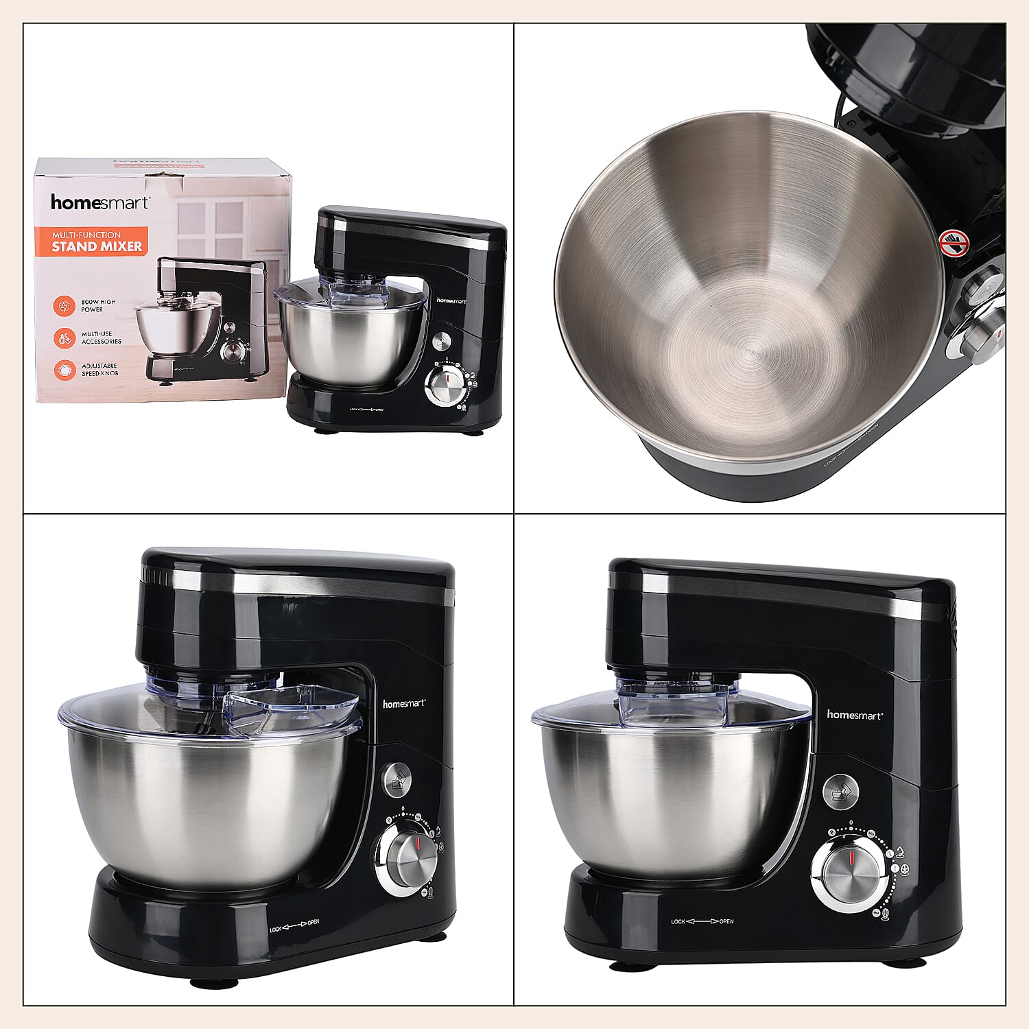 Multifunctional Electric Stand Mixer with 3 Attachments (Power 800W) - Black Multifunctional Electric Stand Mixer with 3 Attachments (Power 800W) - Black