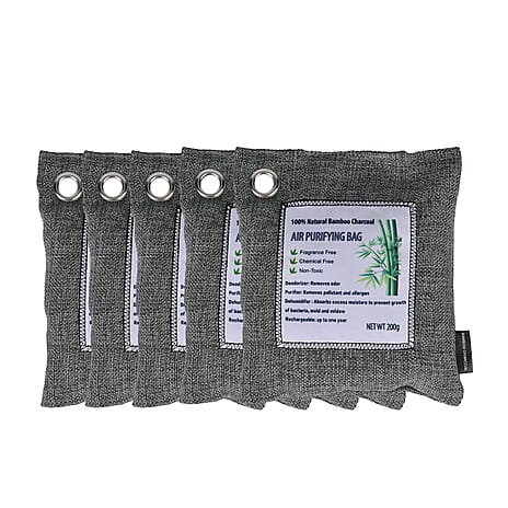 Set of 5 - Bamboo Charcoal Air Purifier Bags (200gx5) - Grey