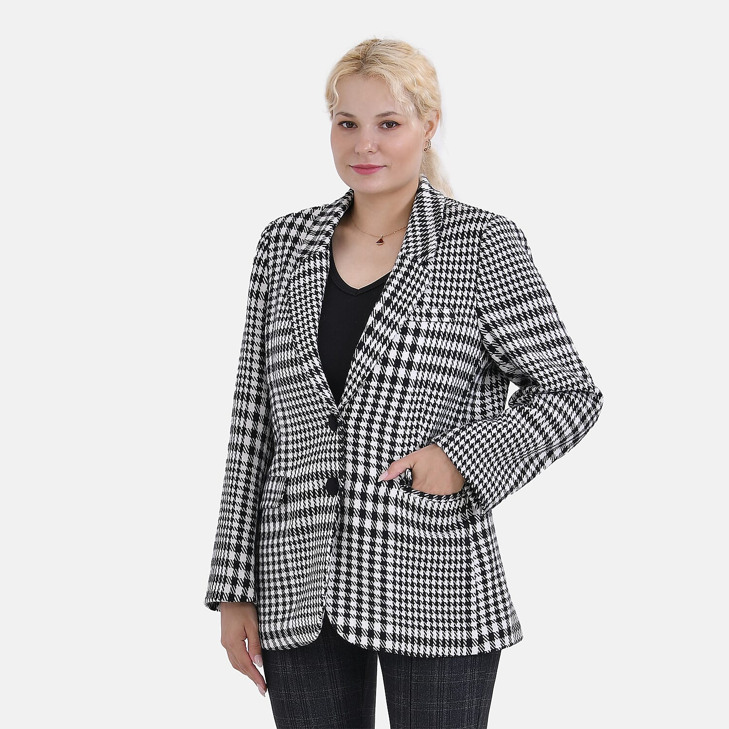 La Marey Plaid Suit Blazer (Size 16 to 18) - Black