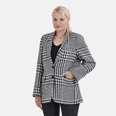 La Marey Houndstooth Blazer (Size L) - Black