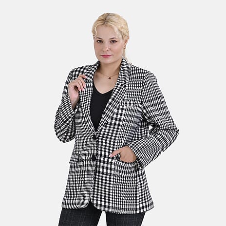 La Marey Houndstooth Blazer (Size L) - Black
