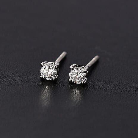 RHAPSODY 950 Platinum IGI Certified Diamond (VS-EF) Stud Earrings (With Screw Back) 0.25 Ct.