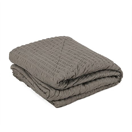 Luxurious Seersucker Quilted Comforter (Size 228X240 Cm) - Grey