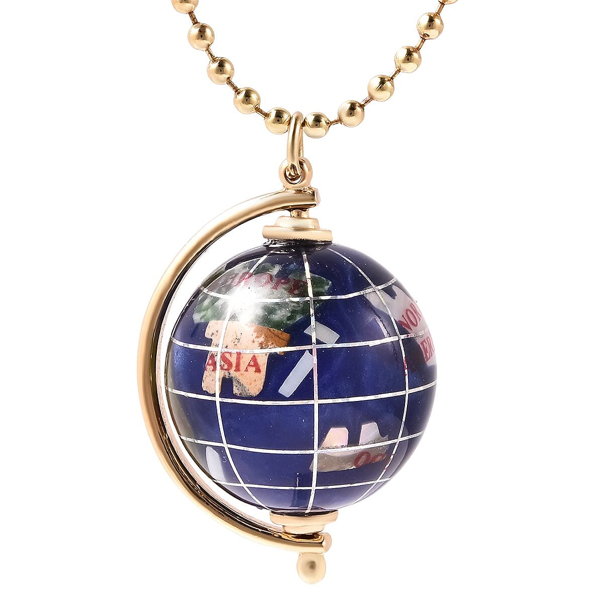  Close Out Deal- Gemstone Globe pendant with 30 Inch Bead Necklace