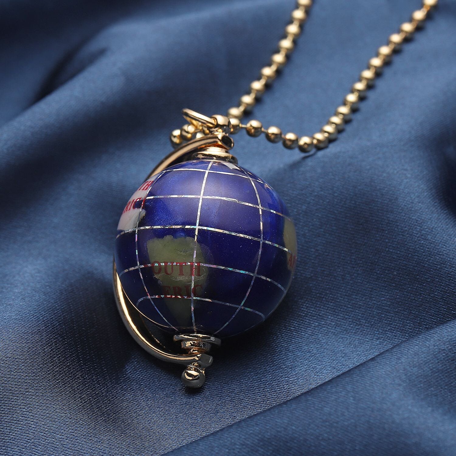  Close Out Deal- Gemstone Globe pendant with 30 Inch Bead Necklace