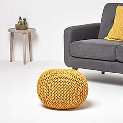 Knitted Foot Stool&nbsp; Pouffe - Yellow