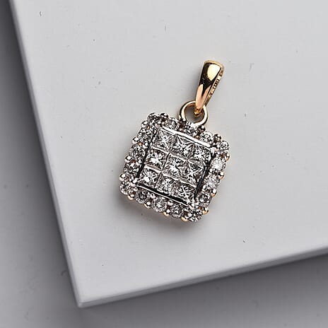 9K Yellow Gold  I1   White Diamond  I1 Pendant 1.00 ct,  Gold Wt. 1.8 Gms  1.000  Ct.