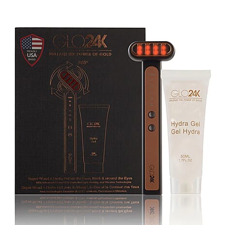 Glo24k 7 Colour Led Super Wand with 360 Degrees Rotating Massage Head and Hydra Gel (Lifetime Warranty)