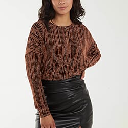 Asymmetric Batwing Lurex Top