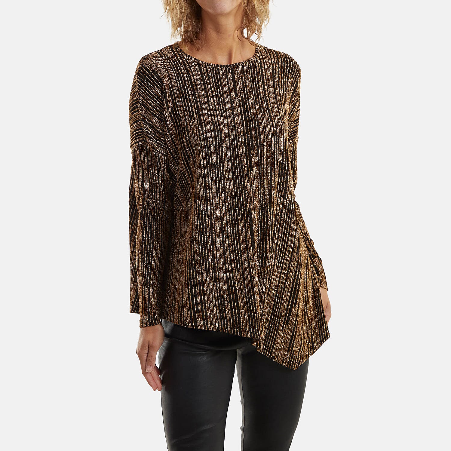 Asymmetric Batwing Lurex Top