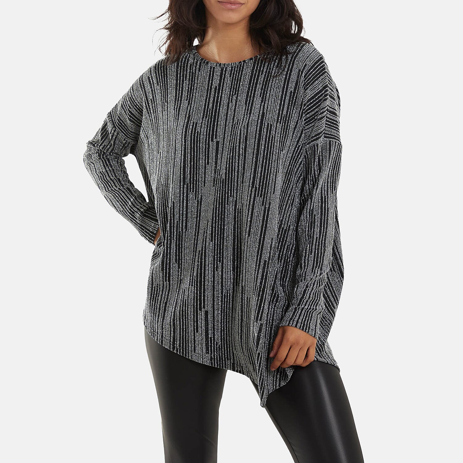 Asymmetric Batwing Lurex Top