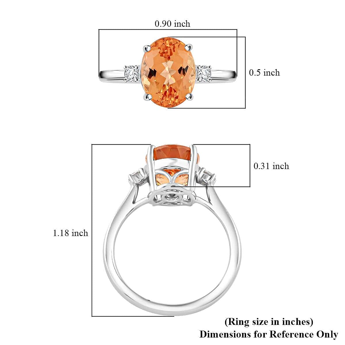 950 Platinum  AAAA  Imperial Topaz   White Diamond  VS Ring 5.70 ct,  Platinum Wt. 6.23 Gms  5.700  Ct.