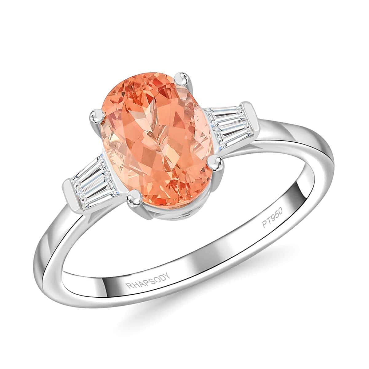 950 Platinum  AAAA  Imperial Topaz   White Diamond  VS Ring 3.30 ct,  Platinum Wt. 5.21 Gms  3.300  Ct.