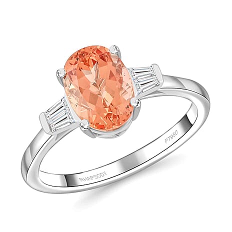 950 Platinum  AAAA  Imperial Topaz   White Diamond  VS Ring 3.30 ct,  Platinum Wt. 5.21 Gms  3.300  Ct.