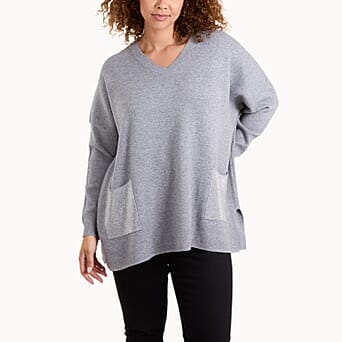 https://tjcuk.sirv.com/Products/78/4/7840312/Chilli-Charm-V-Neck-Embellished-Jumper-with-pockets-One-Size-Grey-Mela_7840312.jpg?w=342&h=342