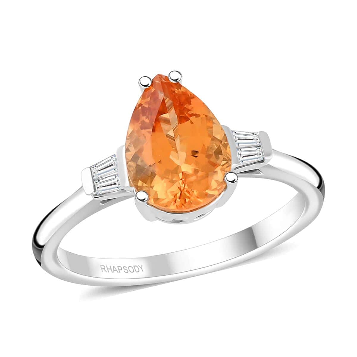 950 Platinum  AAAA  Imperial Topaz   White Diamond  VS Ring 3.50 ct,  Platinum Wt. 5.84 Gms  3.500  Ct.