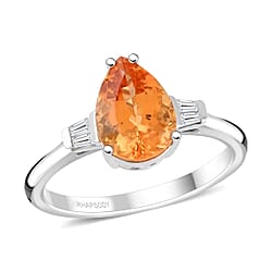 950 Platinum  AAAA  Imperial Topaz   White Diamond  VS Ring 3.50 ct,  Platinum Wt. 5.84 Gms  3.500  Ct.