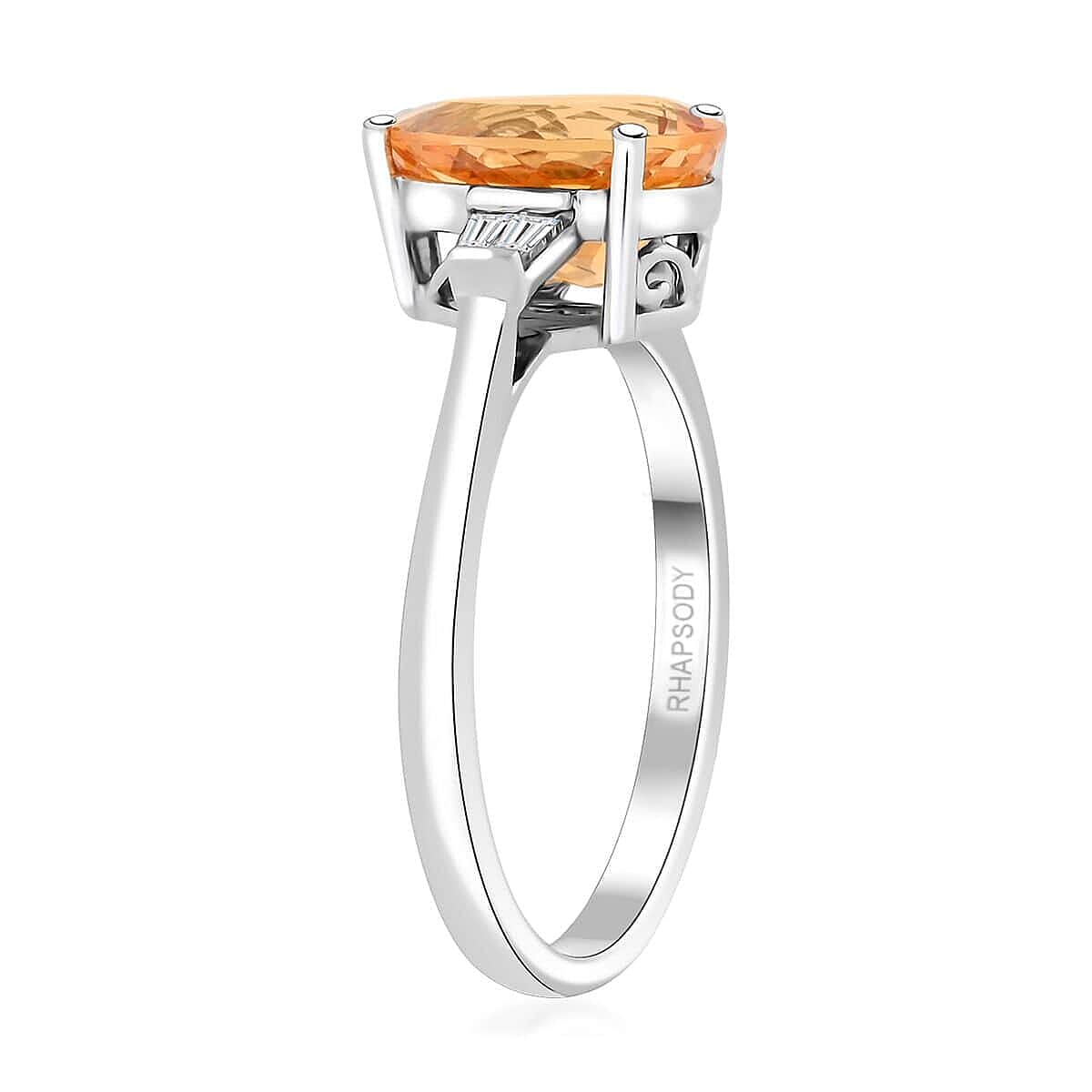950 Platinum  AAAA  Imperial Topaz   White Diamond  VS Ring 3.50 ct,  Platinum Wt. 5.84 Gms  3.500  Ct.