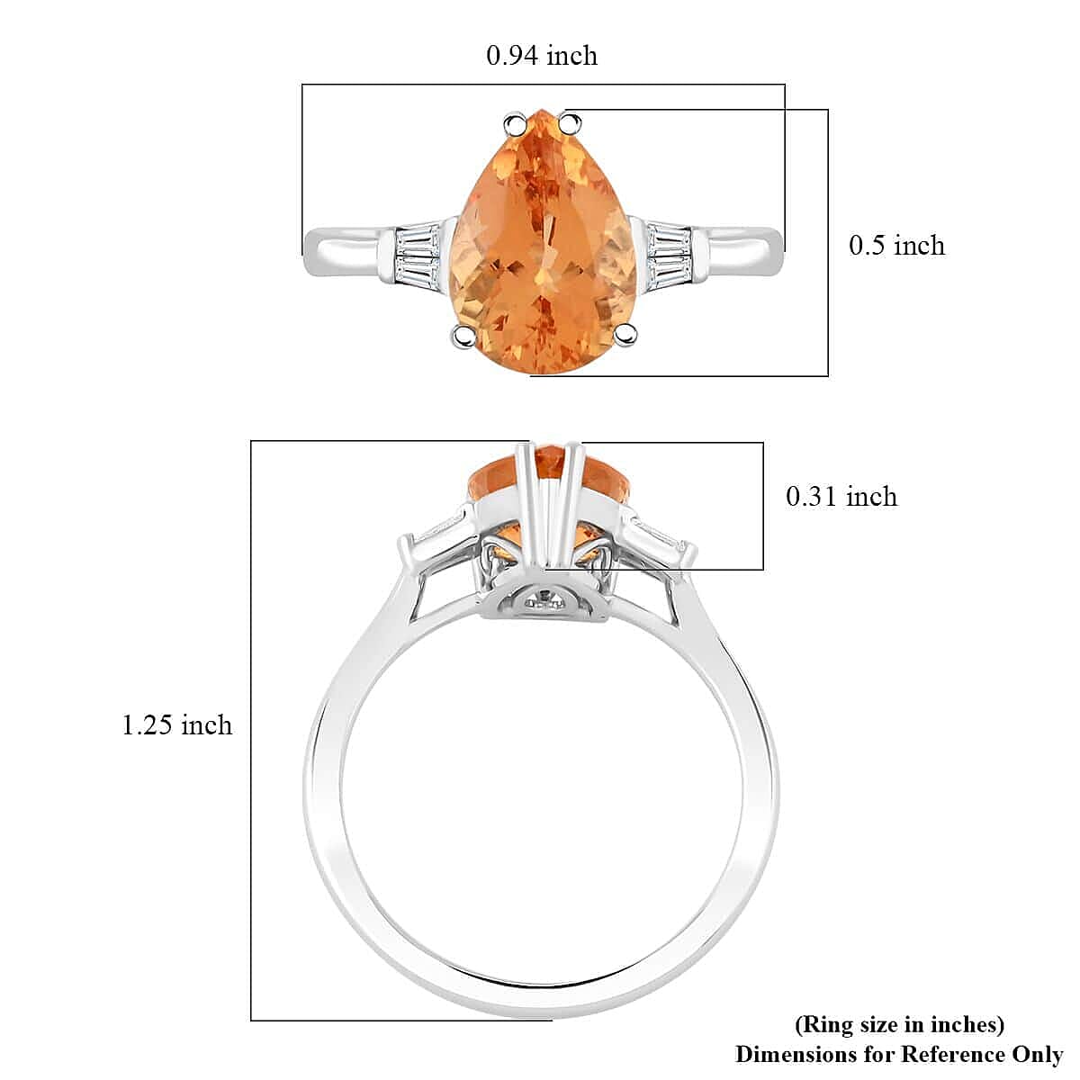 950 Platinum  AAAA  Imperial Topaz   White Diamond  VS Ring 3.50 ct,  Platinum Wt. 5.84 Gms  3.500  Ct.