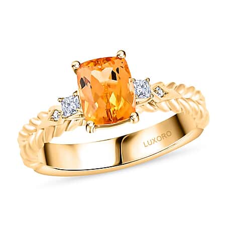 Certified & Appraised 2 Ct. Topaz, Diamond Trilogy Ring in 10K Yellow Gold
