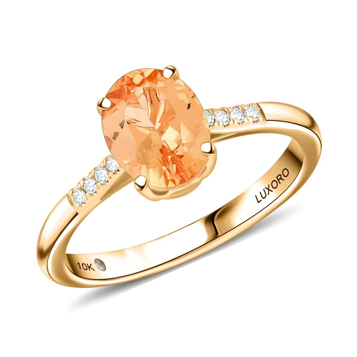 10K Yellow Gold  AAA   Imperial Topaz ,  White Diamond  I2 Ring 2.15 ct,  Gold Wt. 2.95 Gms  2.150  Ct.
