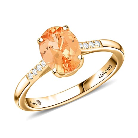 10K Yellow Gold  AAA   Imperial Topaz ,  White Diamond  I2 Ring 2.15 ct,  Gold Wt. 2.95 Gms  2.150  Ct.