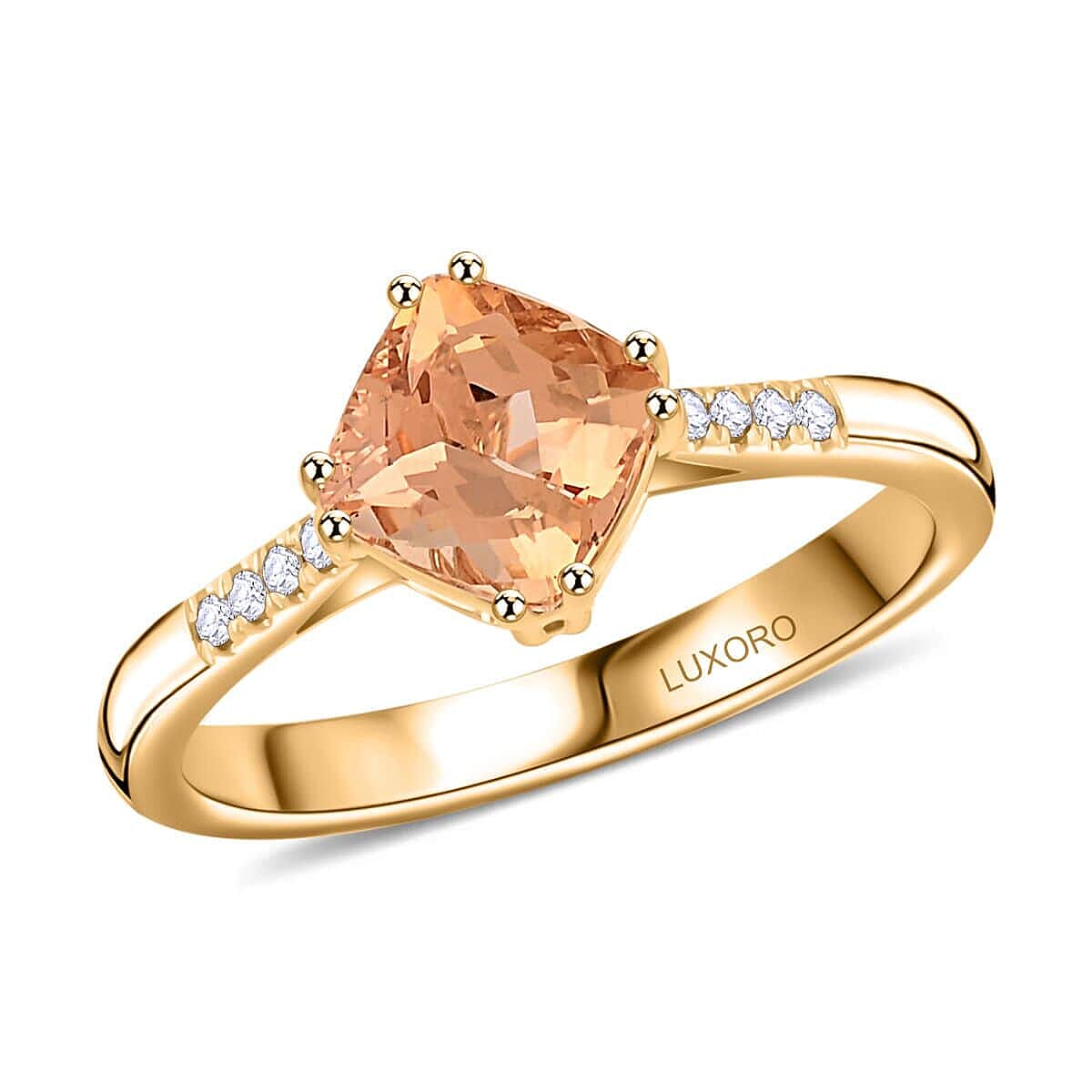 10K Yellow Gold  AAA   Imperial Topaz ,  White Diamond  I2 Ring 2.00 ct,  Gold Wt. 3.38 Gms  2.000  Ct.