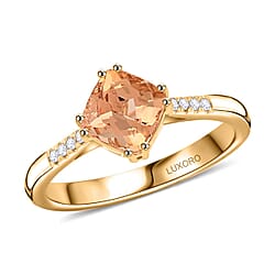 10K Yellow Gold  AAA   Imperial Topaz ,  White Diamond  I2 Ring 2.00 ct,  Gold Wt. 3.38 Gms  2.000  Ct.