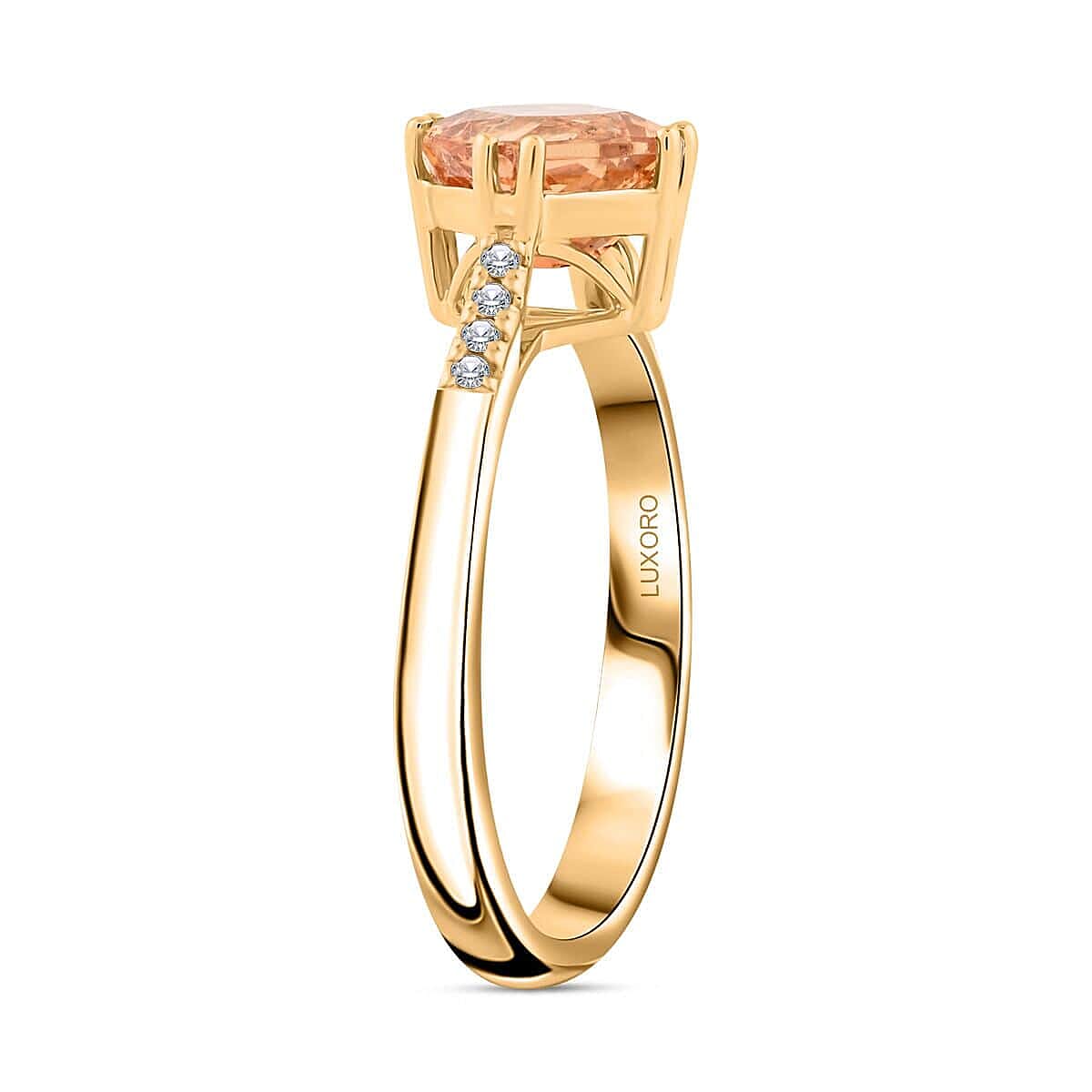 10K Yellow Gold  AAA   Imperial Topaz ,  White Diamond  I2 Ring 2.00 ct,  Gold Wt. 3.38 Gms  2.000  Ct.
