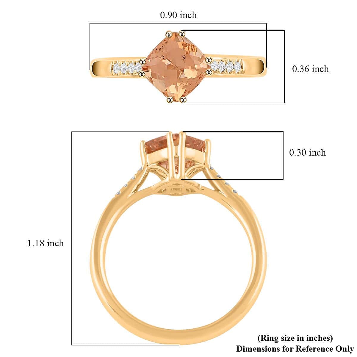 10K Yellow Gold  AAA   Imperial Topaz ,  White Diamond  I2 Ring 2.00 ct,  Gold Wt. 3.38 Gms  2.000  Ct.