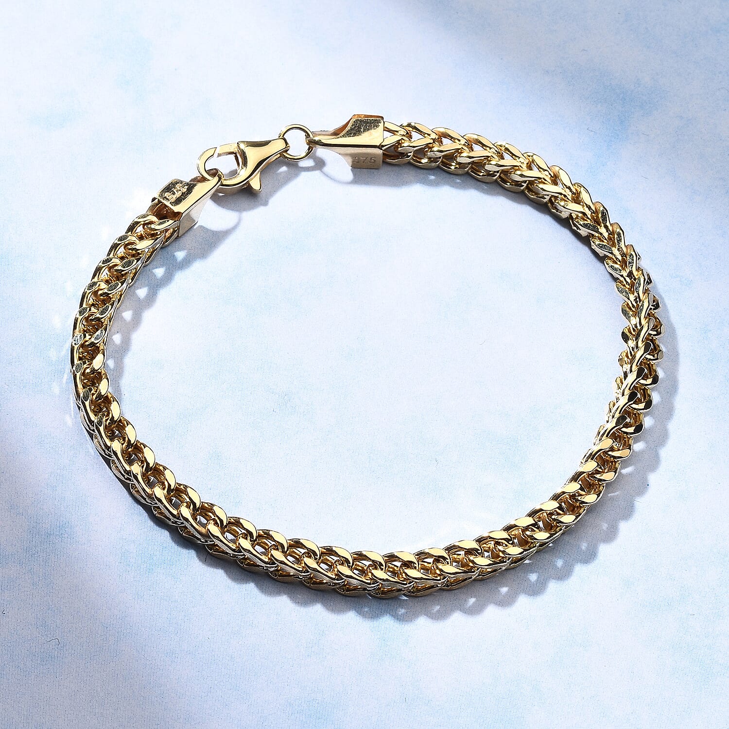 9K Yellow Gold Square Franco Bracelet (Size - 8.5), Gold Wt. 8.30 Gms