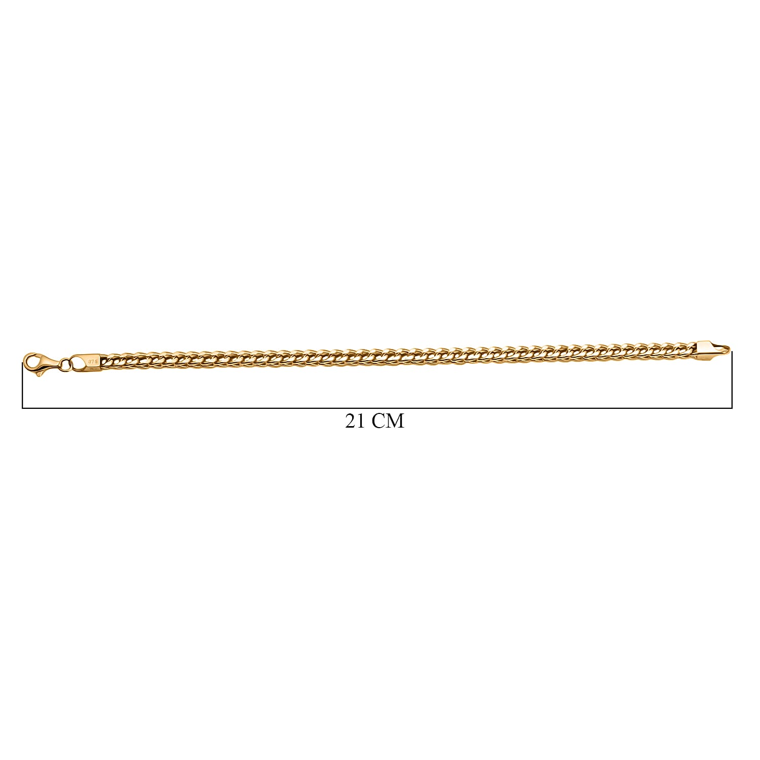 9K Yellow Gold Square Franco Bracelet (Size - 8.5), Gold Wt. 8.30 Gms