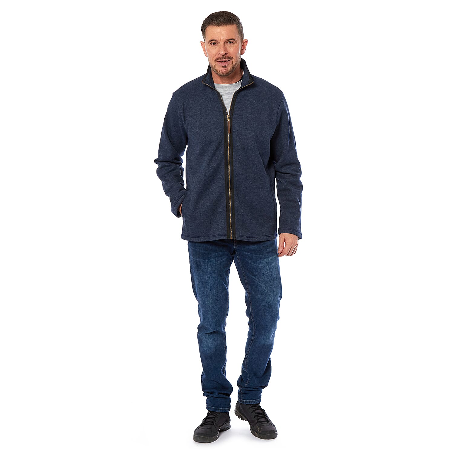 Mens Waffle Full Zip with Side Welt Pocket Mens Waffle Full Zip with Side Welt Pocket