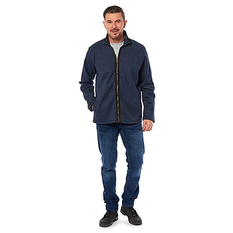 Mens Waffle Full Zip with Side Welt Pocket (Size XL) - Navy
