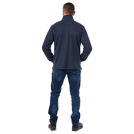 Mens Waffle Full Zip with Side Welt Pocket (Size XL) - Navy