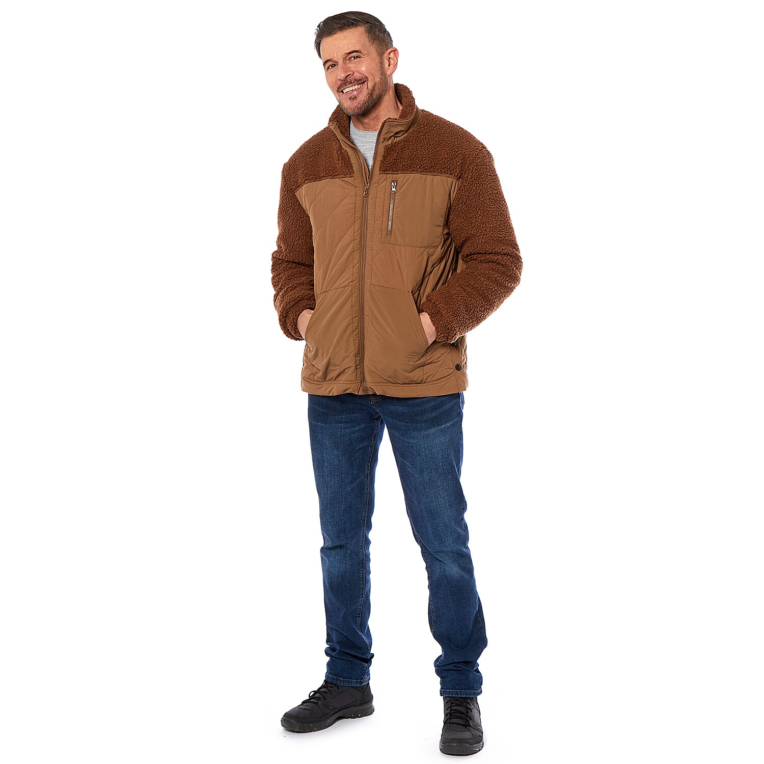 Teddy Fleece Jacket (Size L) - Tan