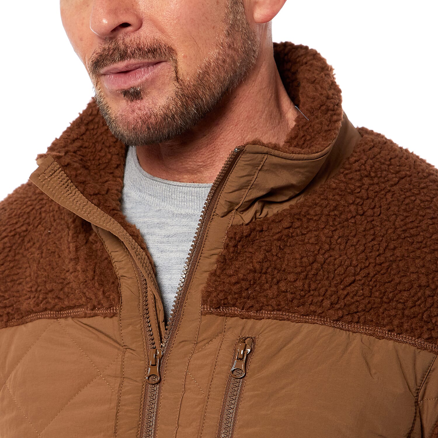 Mens Teddy Fleece Jacket (Size Xxl) - Tan
