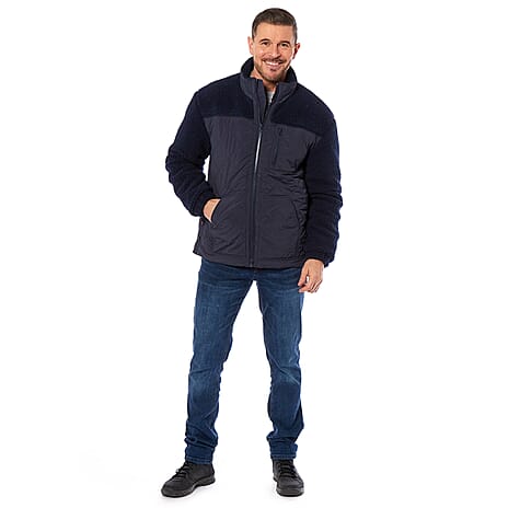 Mens Teddy Fleece Jacket (Size L) - Navy