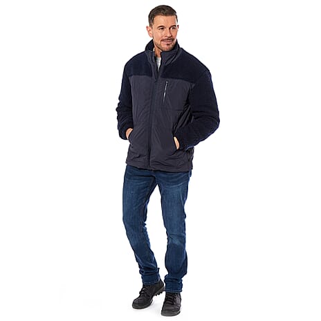 Mens Teddy Fleece Jacket (Size L) - Navy