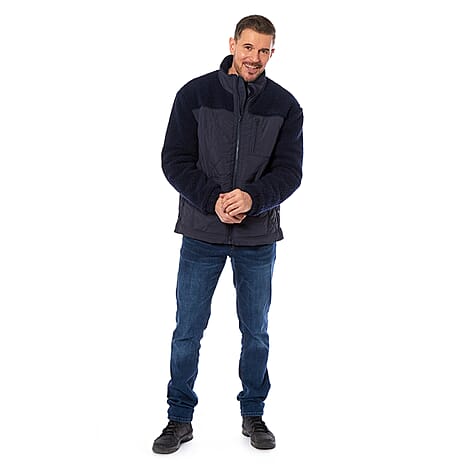 Mens Teddy Fleece Jacket (Size L) - Navy
