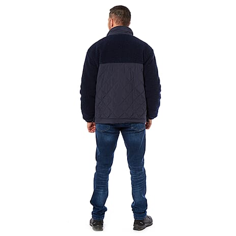 Mens Teddy Fleece Jacket (Size L) - Navy