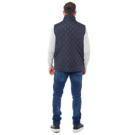 Mens Padded Gilet With Cordroy Binding On Inside Neck & Pockets (Size - L) - Navy